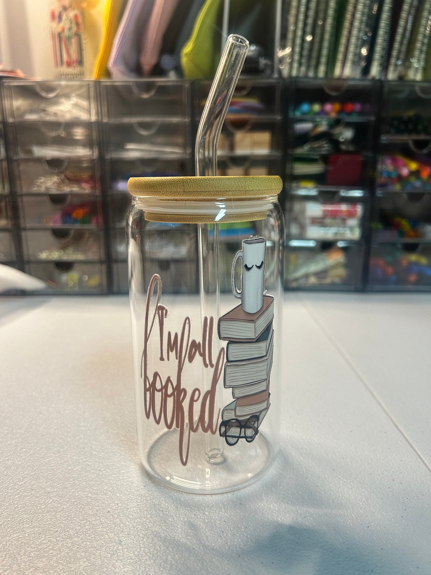 Bookish Glass Tumbler & Straw