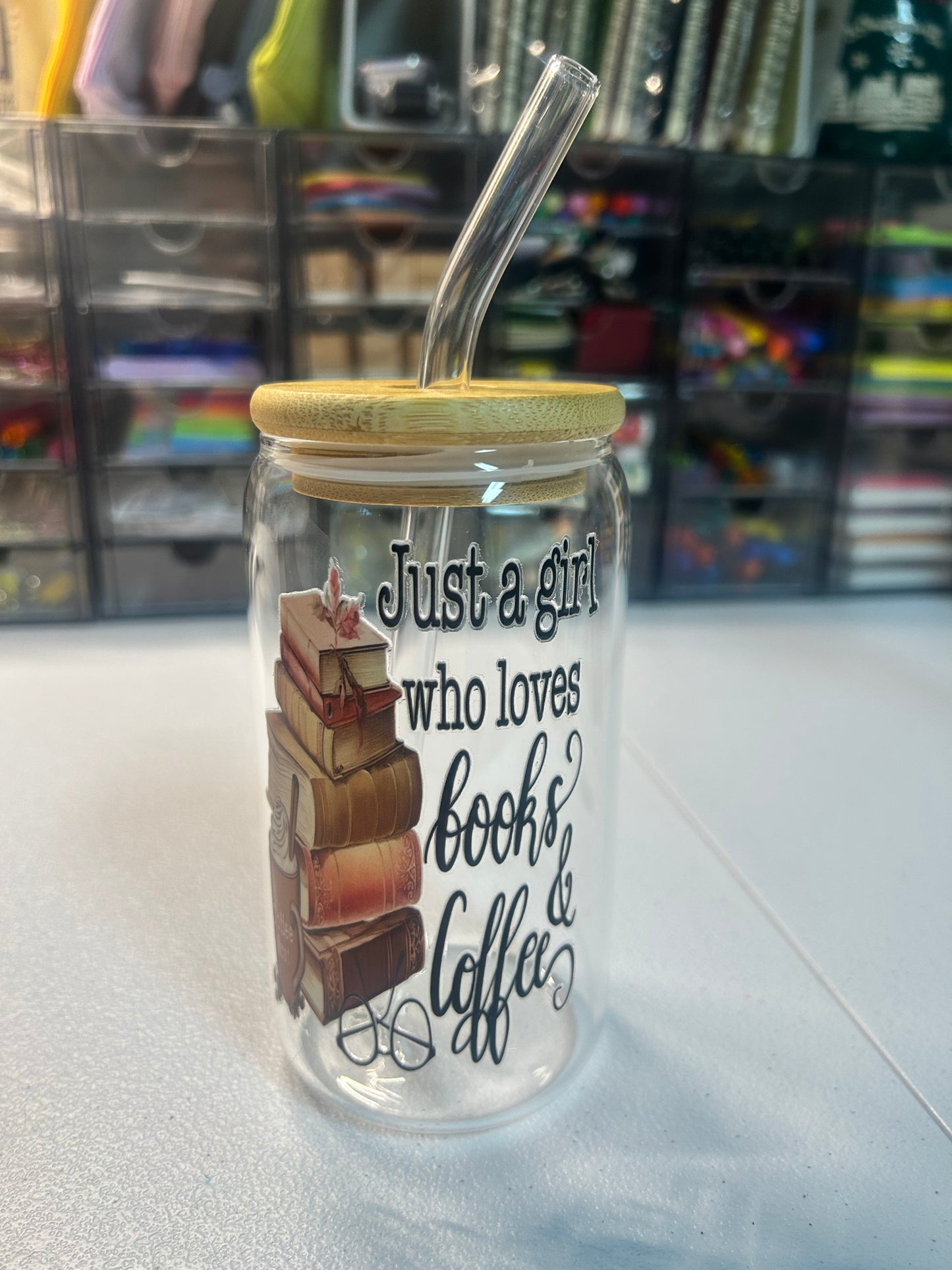 Bookish Glass Tumbler & Straw