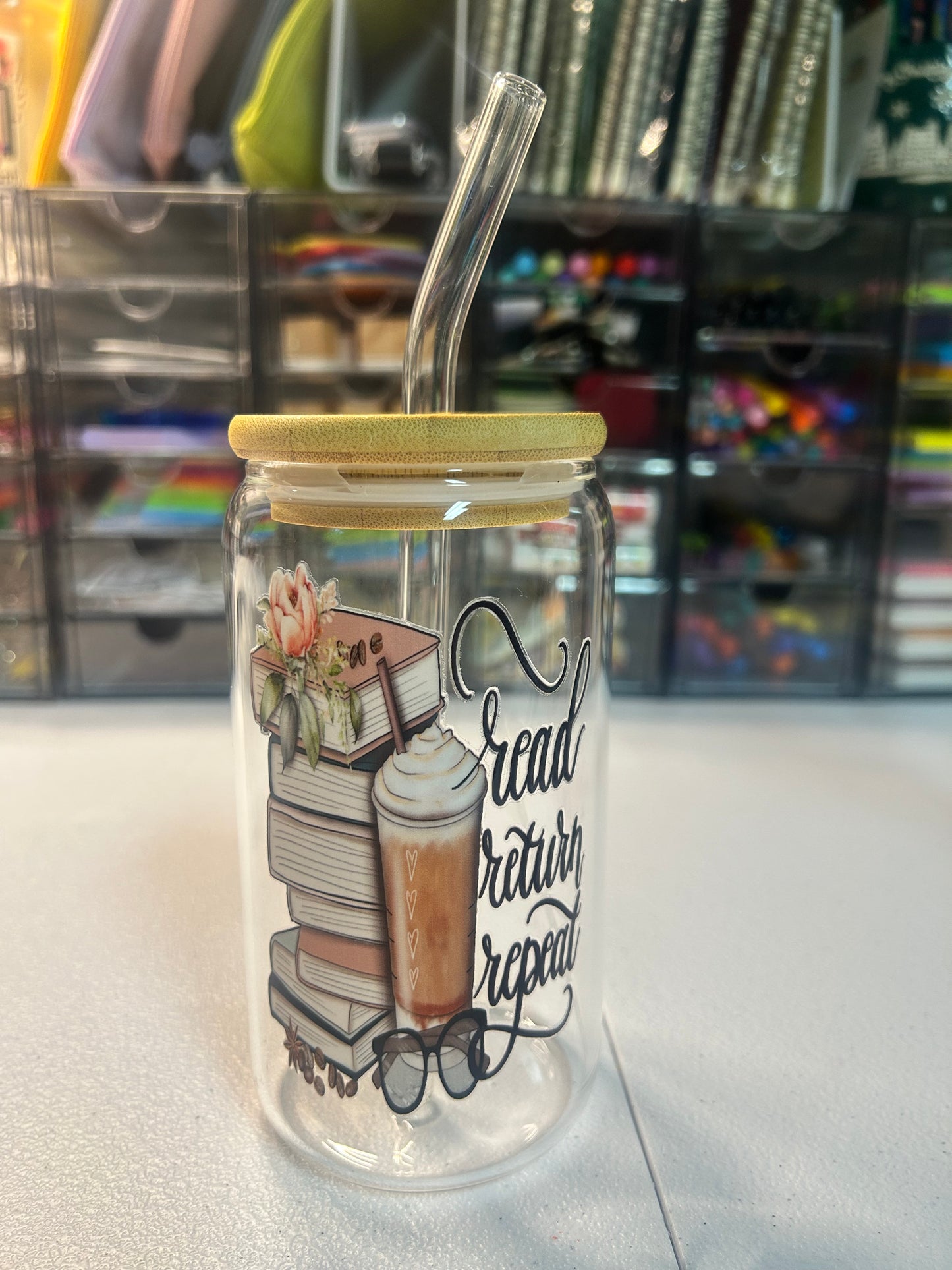 Bookish Glass Tumbler & Straw