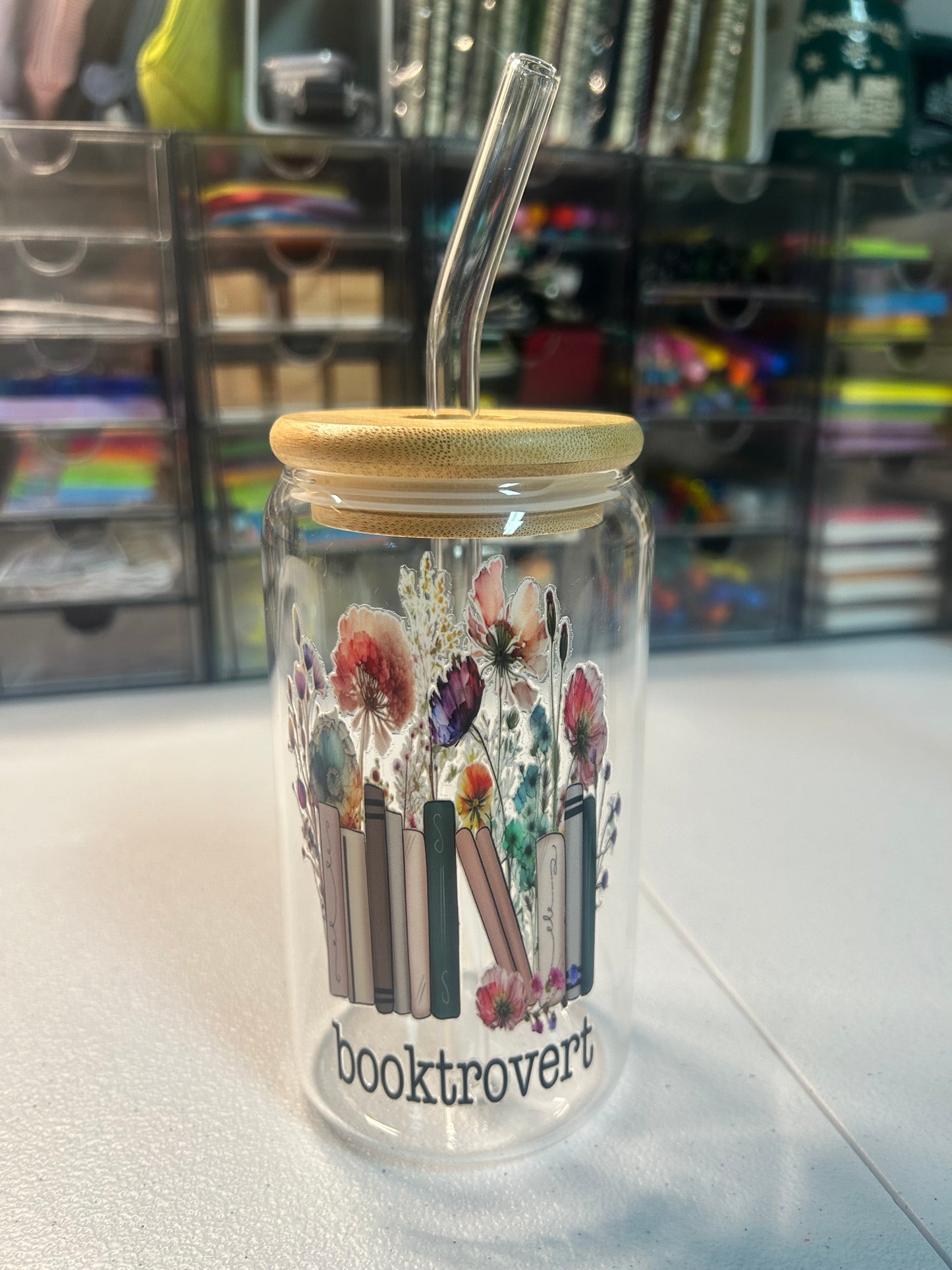 Bookish Glass Tumbler & Straw